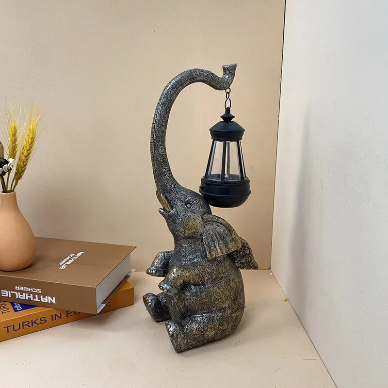 Modern Decorative Solar Elephant Resin Lawn Outdoor Landscape Lighting