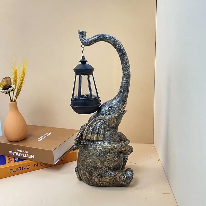 Modern Decorative Solar Elephant Resin Lawn Outdoor Landscape Lighting