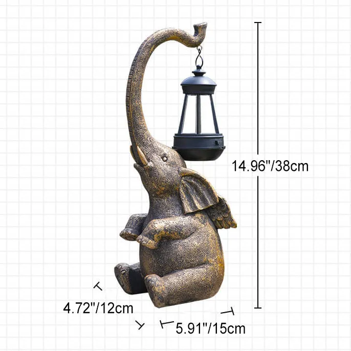 Modern Decorative Solar Elephant Resin Lawn Outdoor Landscape Lighting