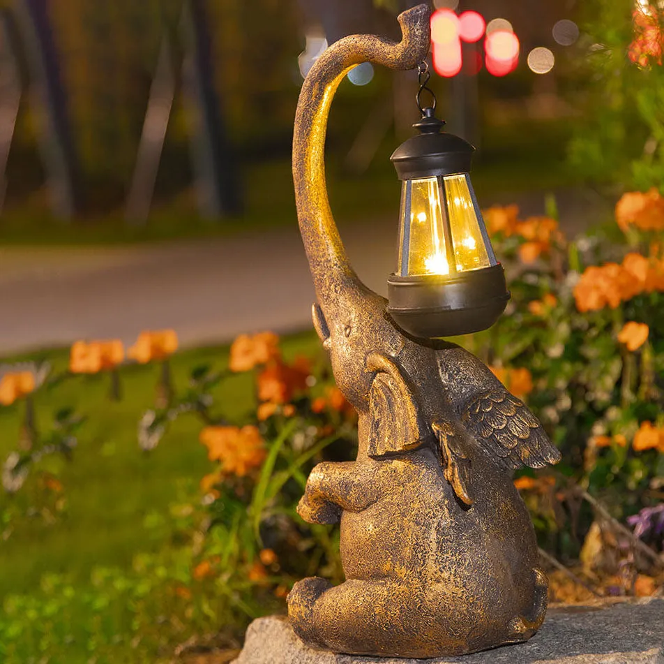 Modern Decorative Solar Elephant Resin Lawn Outdoor Landscape Lighting