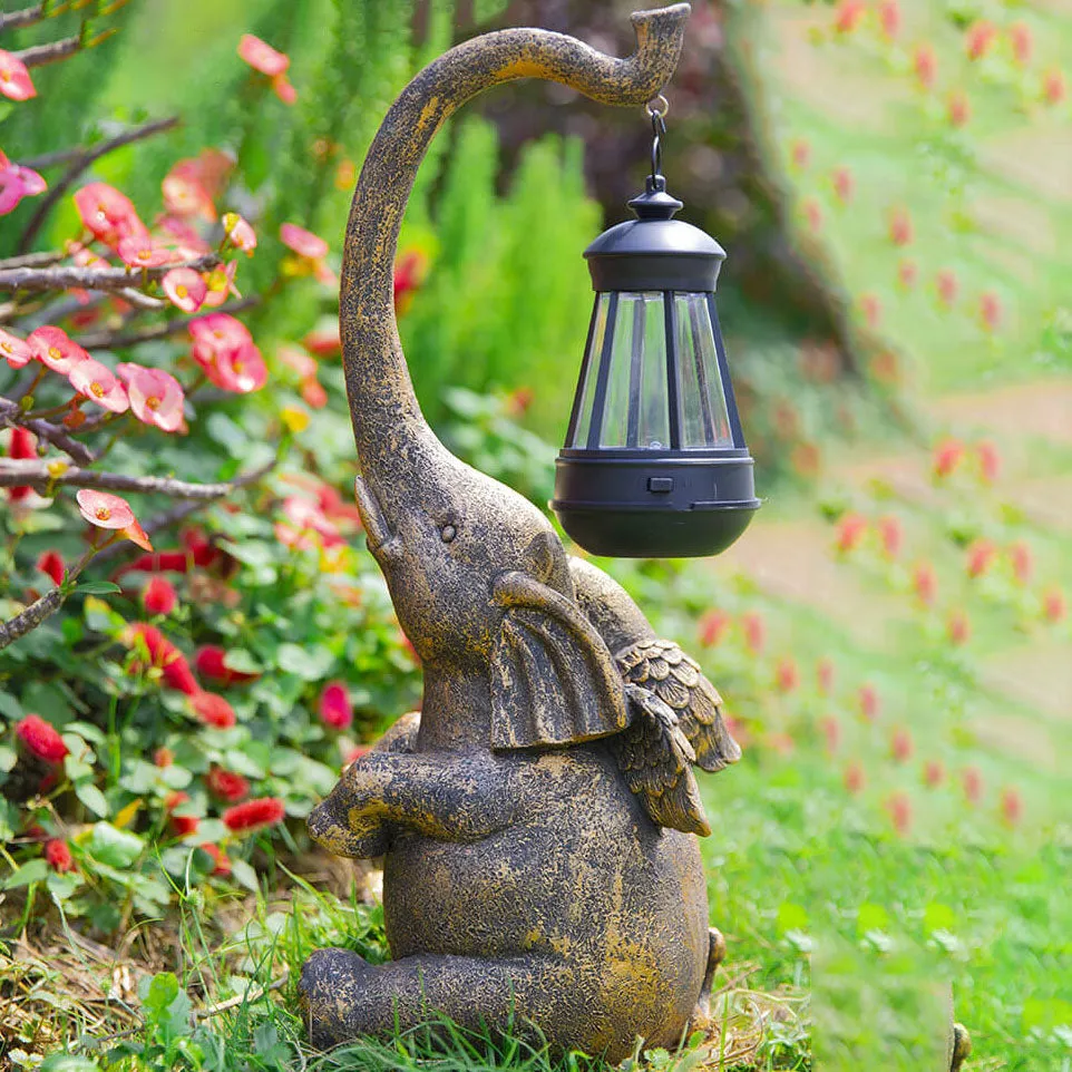 Modern Decorative Solar Elephant Resin Lawn Outdoor Landscape Lighting
