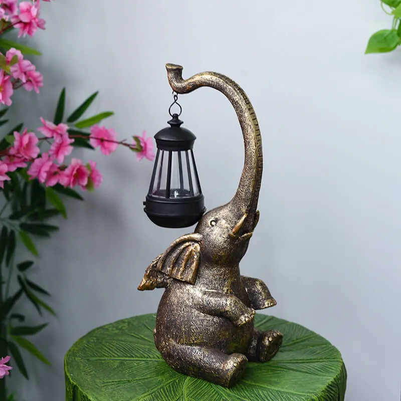 Modern Decorative Solar Elephant Resin Lawn Outdoor Landscape Lighting