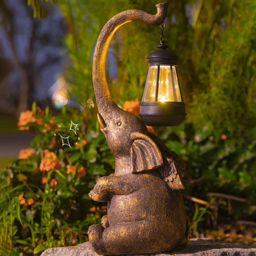 Modern Decorative Solar Elephant Resin Lawn Outdoor Landscape Lighting
