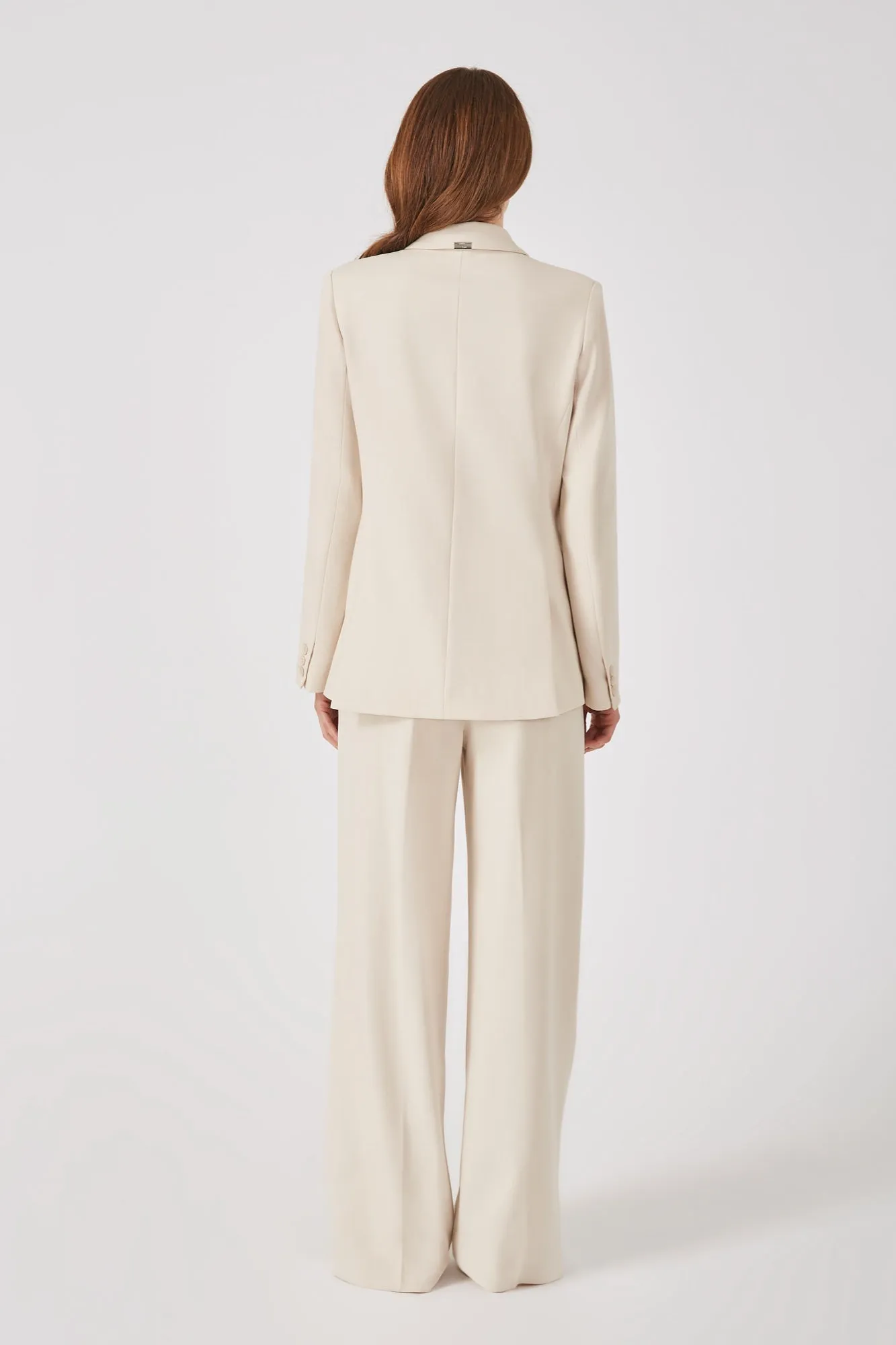 Natural Double-Breasted Viscose Blend Blazer - Grey Ven