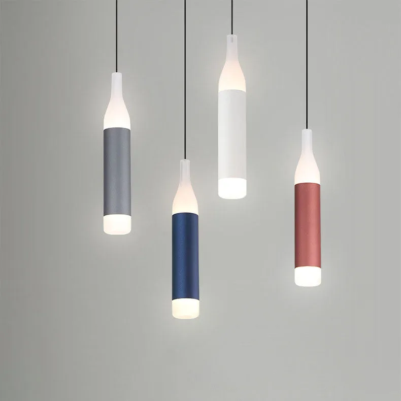 Scandinavian Modern Creative Wine Bottle Aluminum Acrylic LED Pendant Light