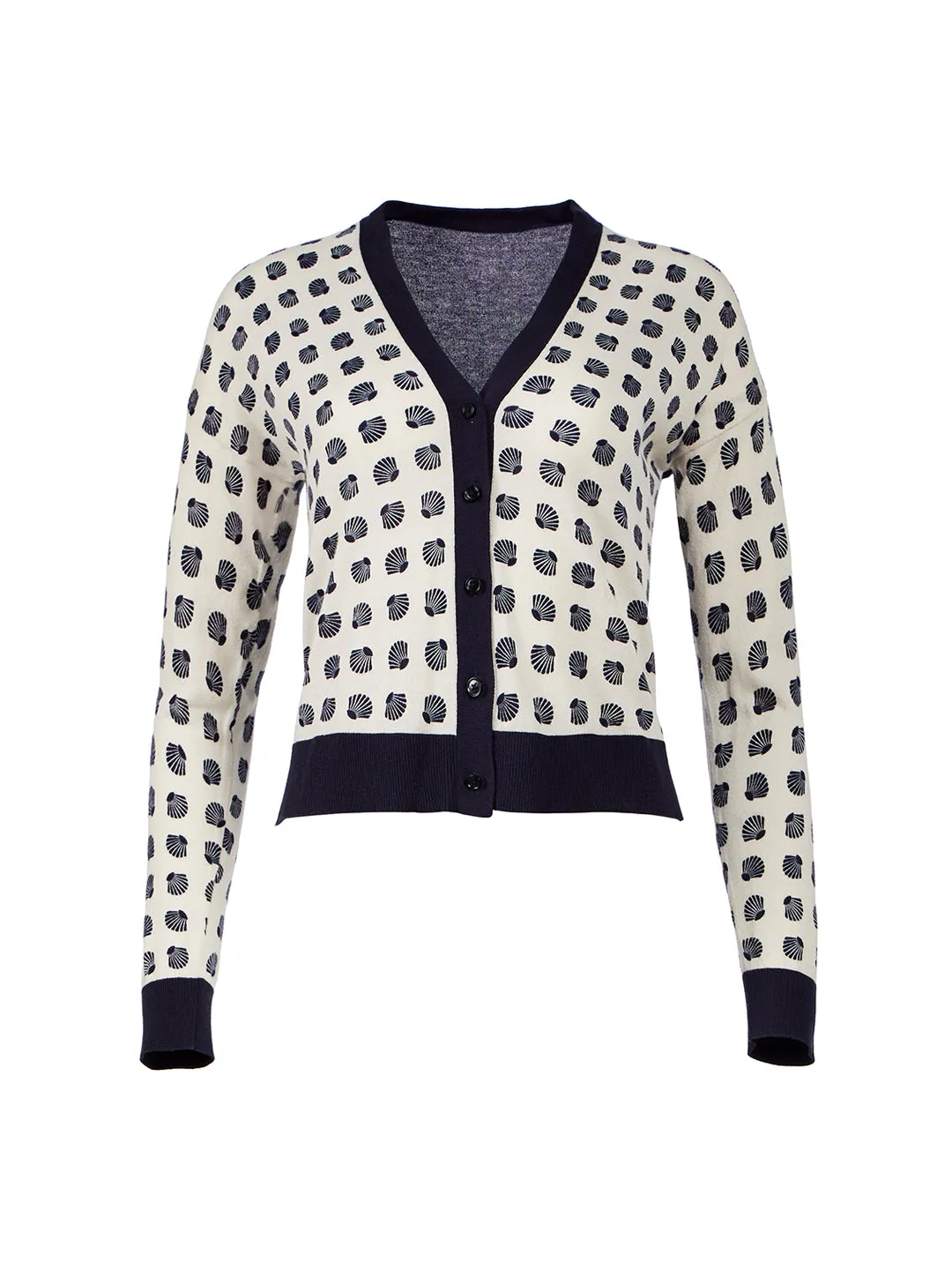 Shell Cropped V-Neck Cardigan in Smooth Stone