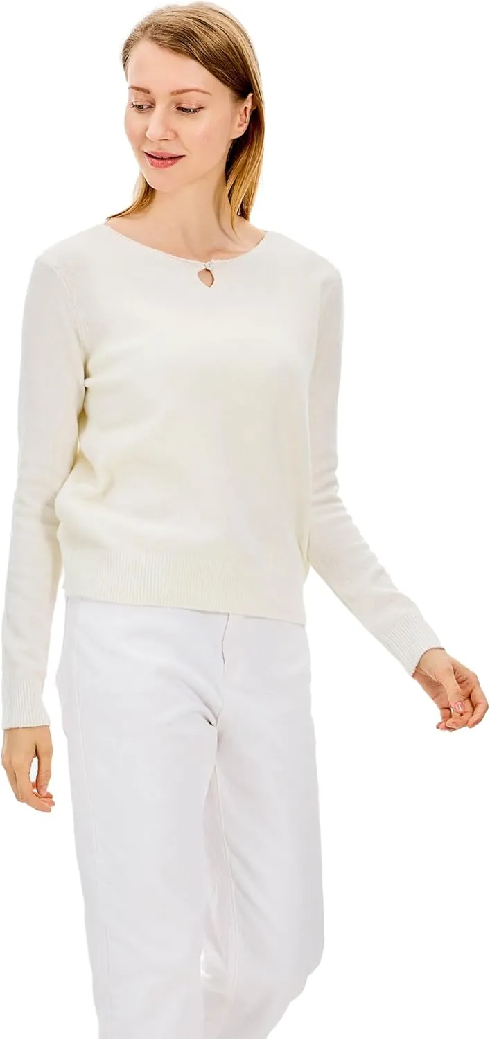 Simple&Opulence Women's Wool Crew Neck Sweater Long Sleeve Cropped Pullover Sweaters Cashmere-Like Texture S-XL