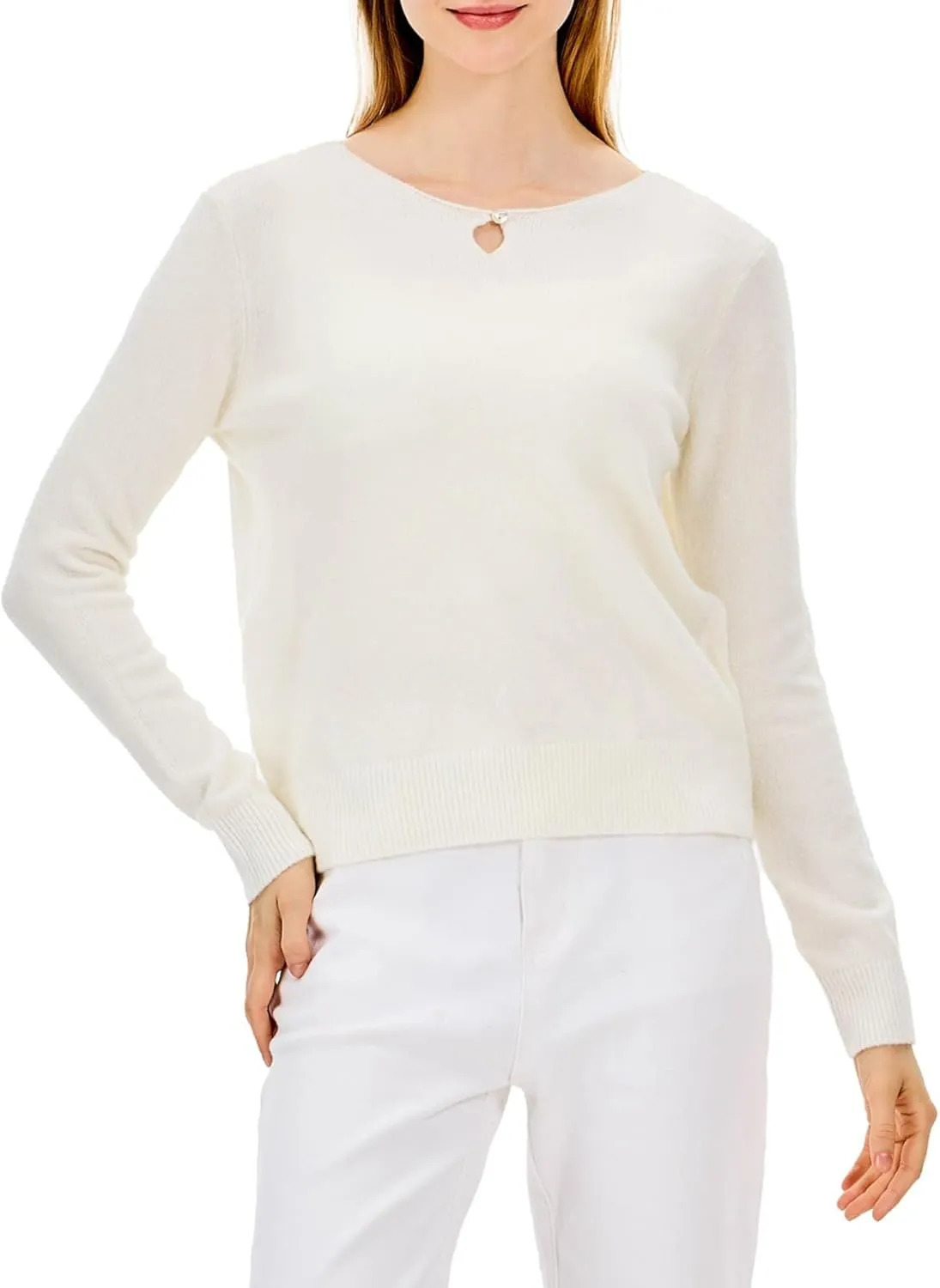 Simple&Opulence Women's Wool Crew Neck Sweater Long Sleeve Cropped Pullover Sweaters Cashmere-Like Texture S-XL
