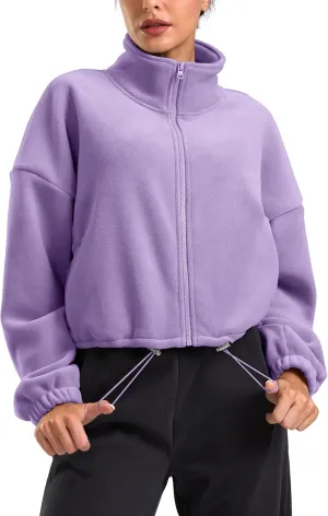 Soothfeel Women's Fleece Cropped Jacket Zip Up Sweatshirt Short Coat Sherpa Jackets for Women Fall Winter Fashion Clothes