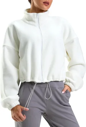 Soothfeel Women's Fleece Cropped Jacket Zip Up Sweatshirt Short Coat Sherpa Jackets for Women Fall Winter Fashion Clothes