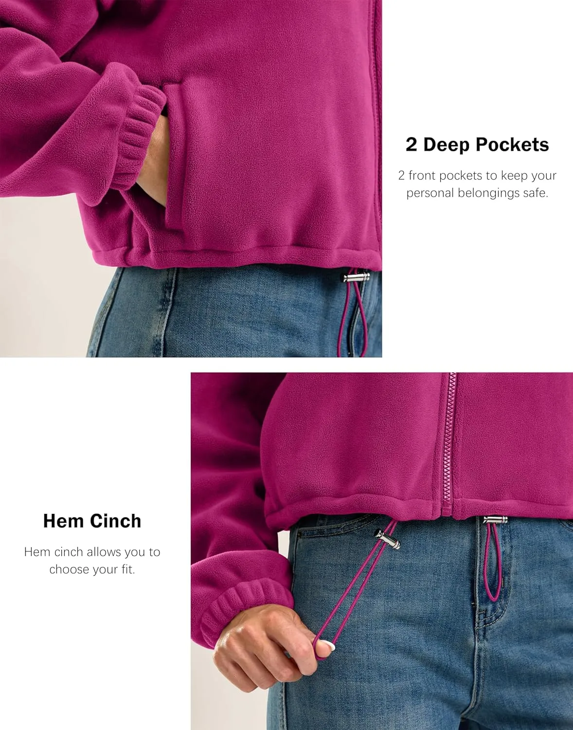 Soothfeel Women's Fleece Cropped Jacket Zip Up Sweatshirt Short Coat Sherpa Jackets for Women Fall Winter Fashion Clothes