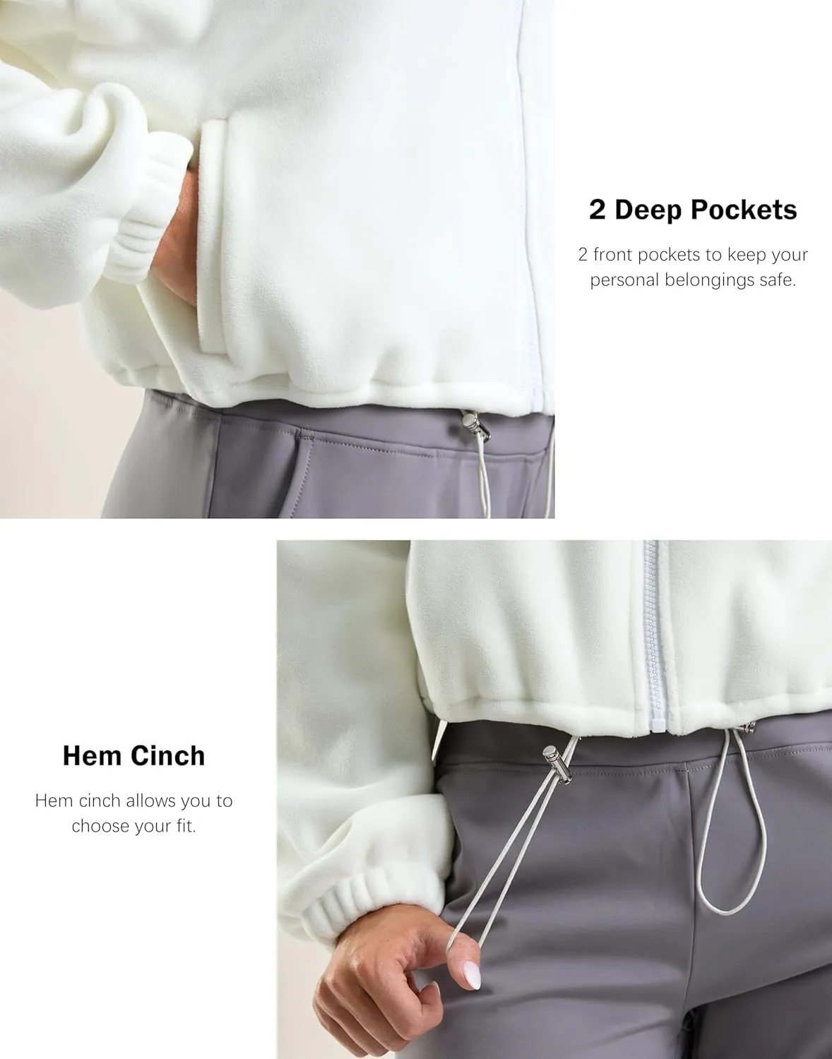 Soothfeel Women's Fleece Cropped Jacket Zip Up Sweatshirt Short Coat Sherpa Jackets for Women Fall Winter Fashion Clothes