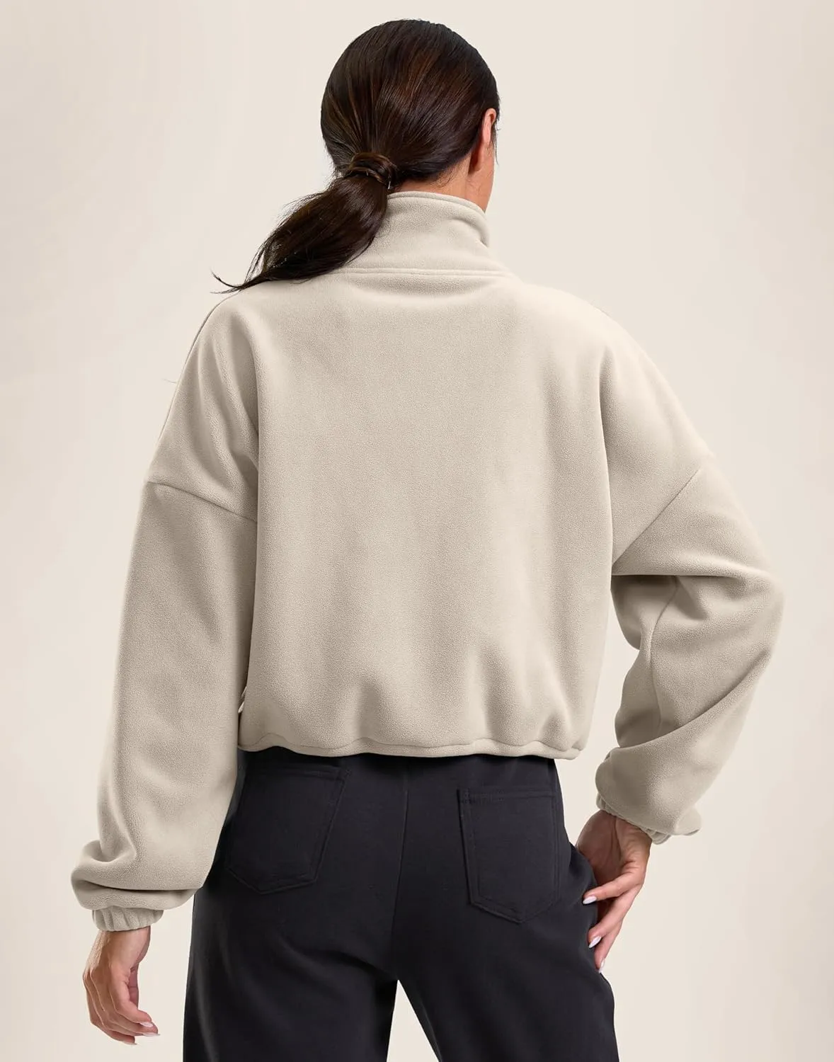 Soothfeel Women's Fleece Cropped Jacket Zip Up Sweatshirt Short Coat Sherpa Jackets for Women Fall Winter Fashion Clothes