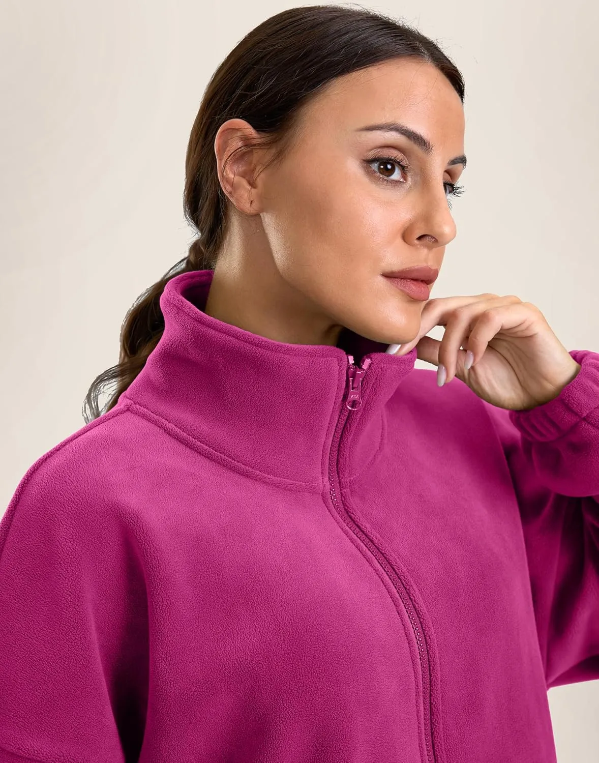 Soothfeel Women's Fleece Cropped Jacket Zip Up Sweatshirt Short Coat Sherpa Jackets for Women Fall Winter Fashion Clothes