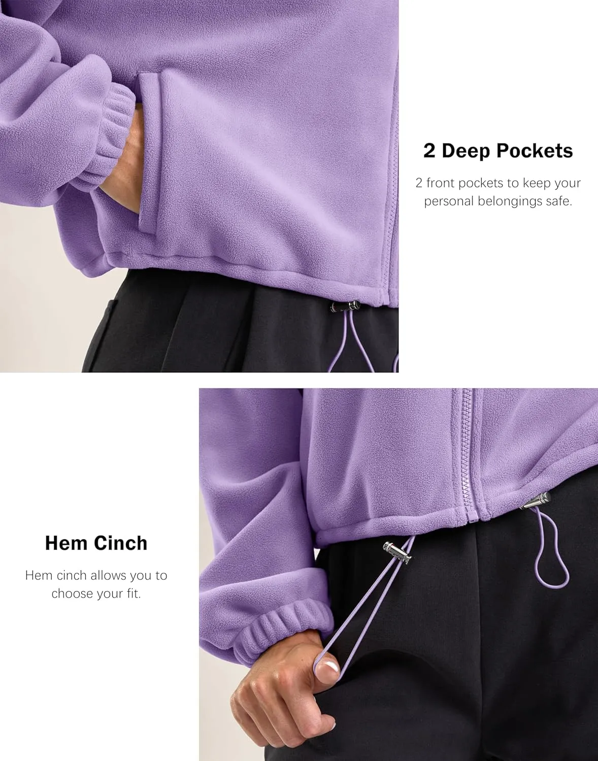 Soothfeel Women's Fleece Cropped Jacket Zip Up Sweatshirt Short Coat Sherpa Jackets for Women Fall Winter Fashion Clothes