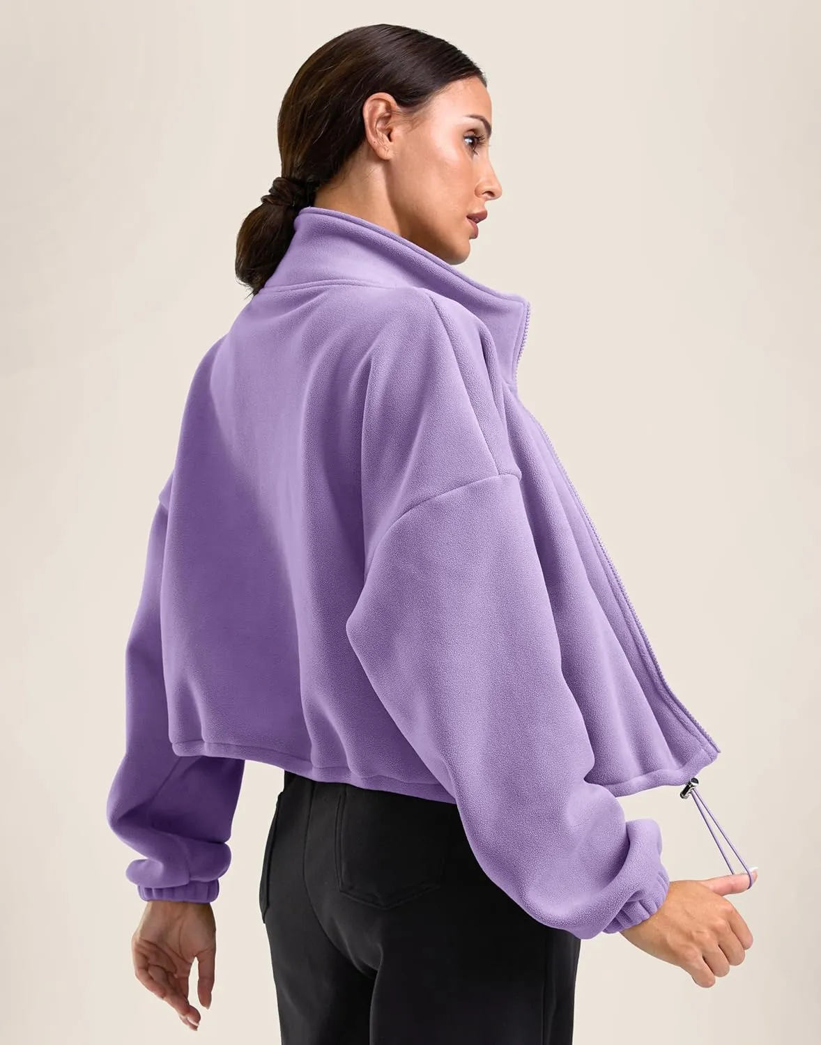 Soothfeel Women's Fleece Cropped Jacket Zip Up Sweatshirt Short Coat Sherpa Jackets for Women Fall Winter Fashion Clothes
