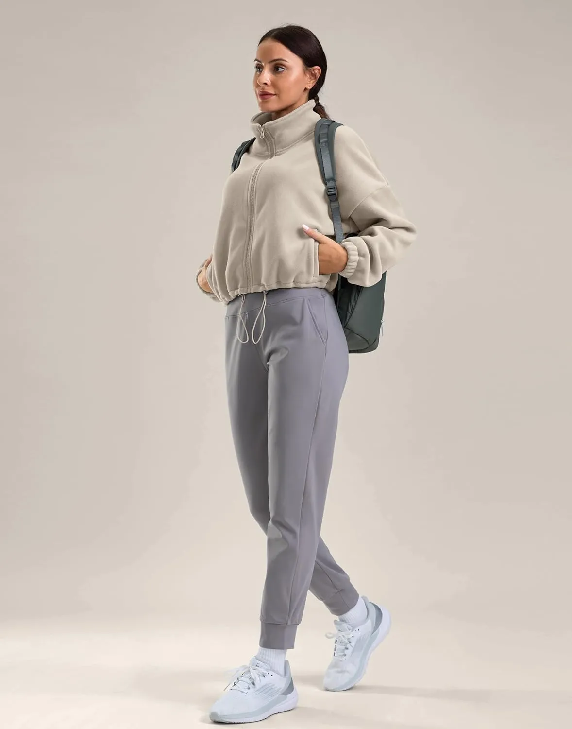 Soothfeel Women's Fleece Cropped Jacket Zip Up Sweatshirt Short Coat Sherpa Jackets for Women Fall Winter Fashion Clothes