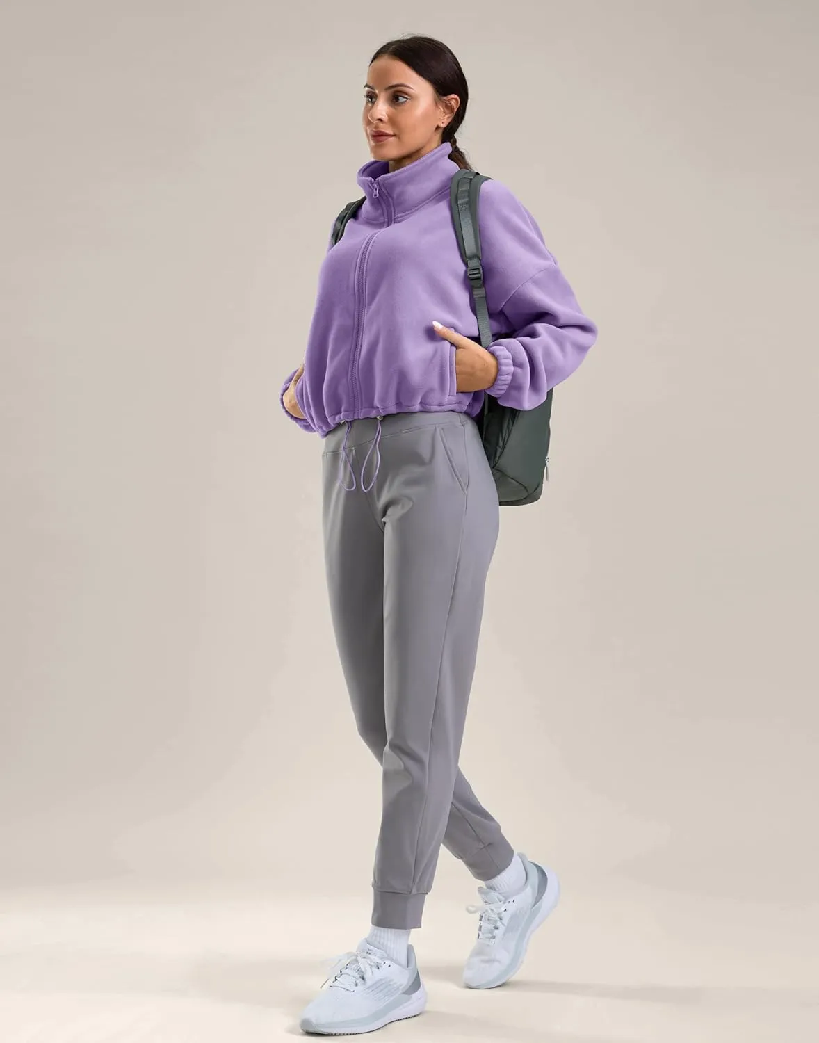 Soothfeel Women's Fleece Cropped Jacket Zip Up Sweatshirt Short Coat Sherpa Jackets for Women Fall Winter Fashion Clothes