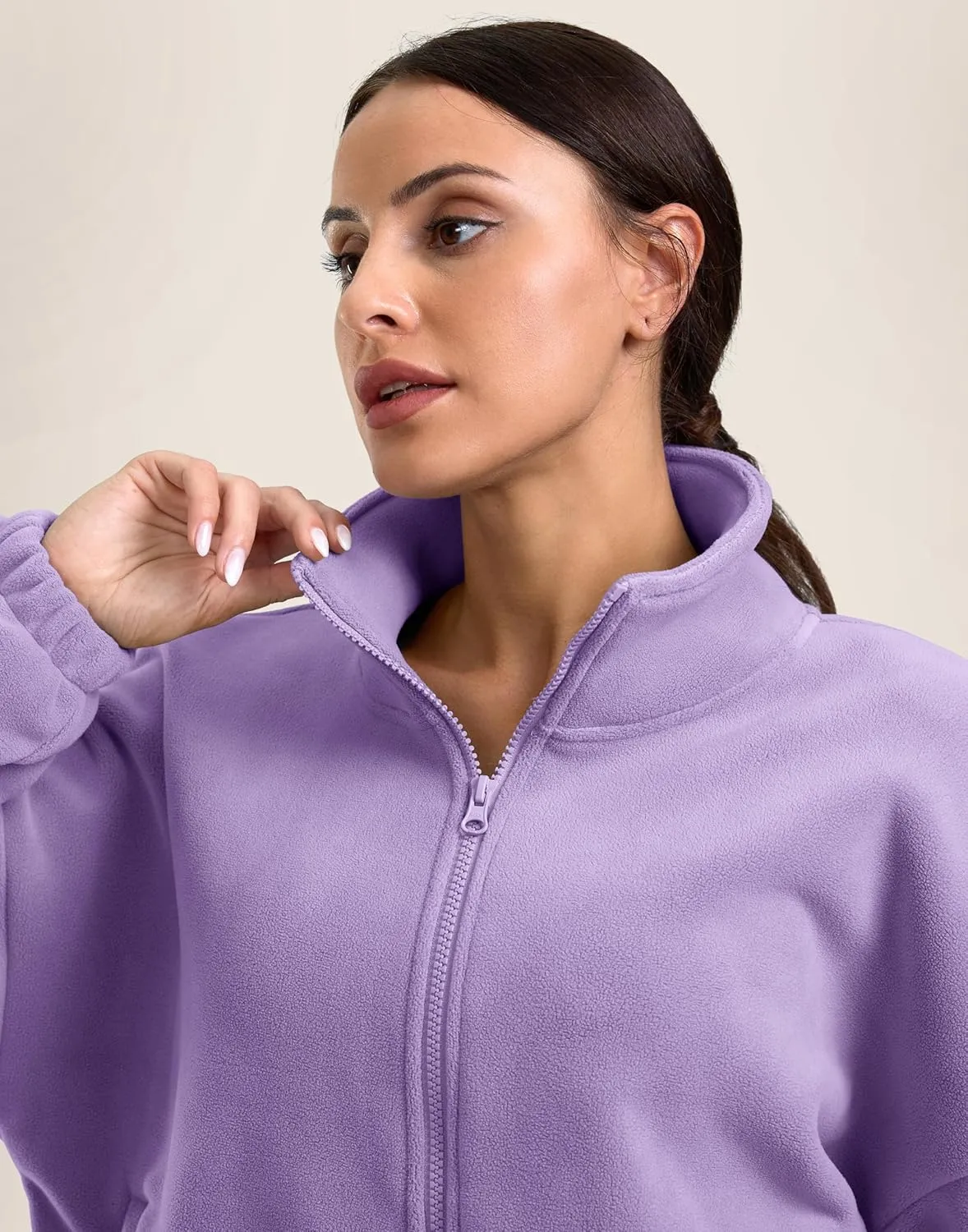 Soothfeel Women's Fleece Cropped Jacket Zip Up Sweatshirt Short Coat Sherpa Jackets for Women Fall Winter Fashion Clothes