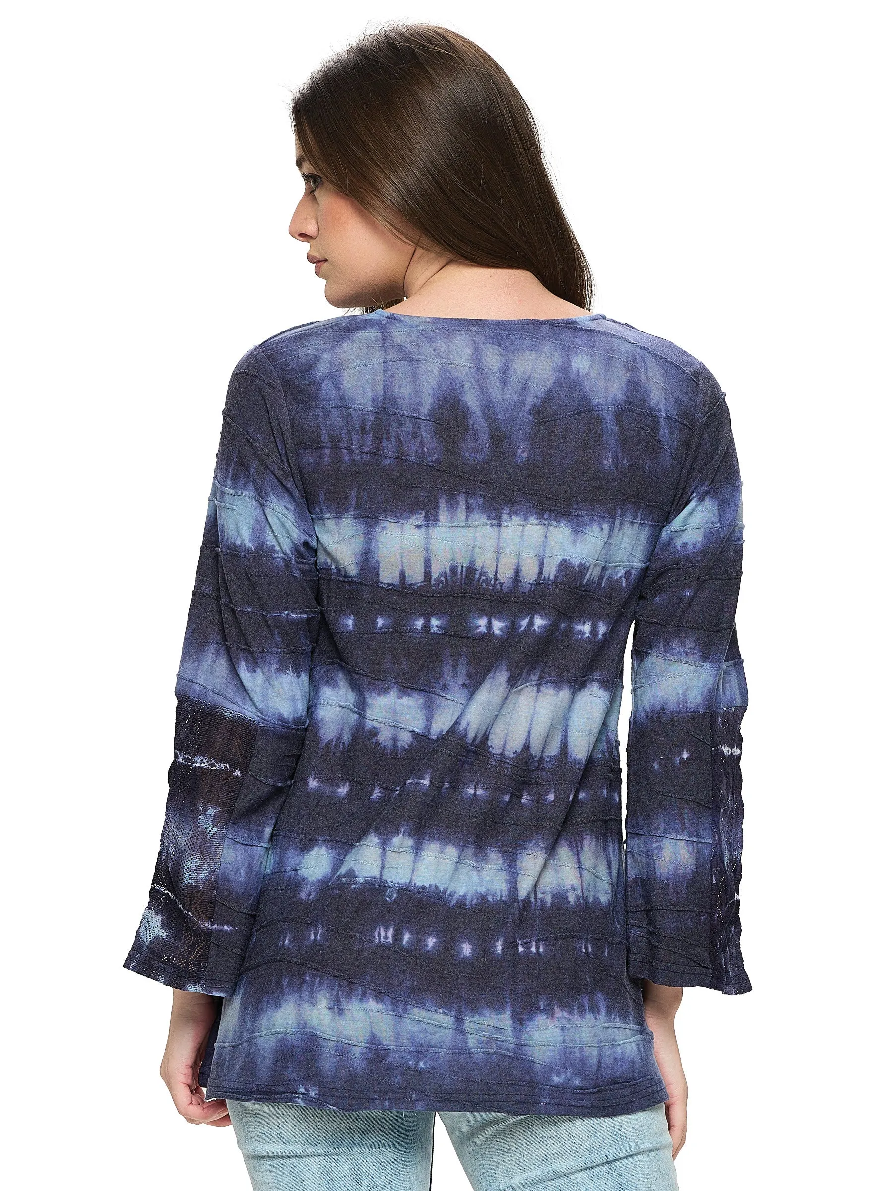 Top Boho Tie Dye Textured Lace Details