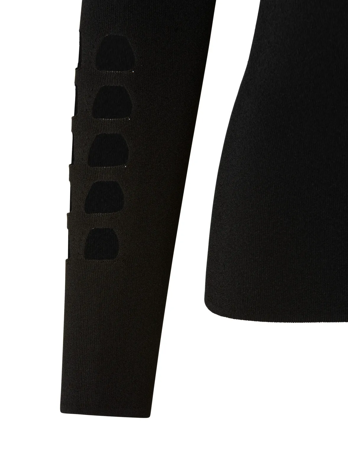 Trapezoid Cutout Long Sleeve Knit Pullover