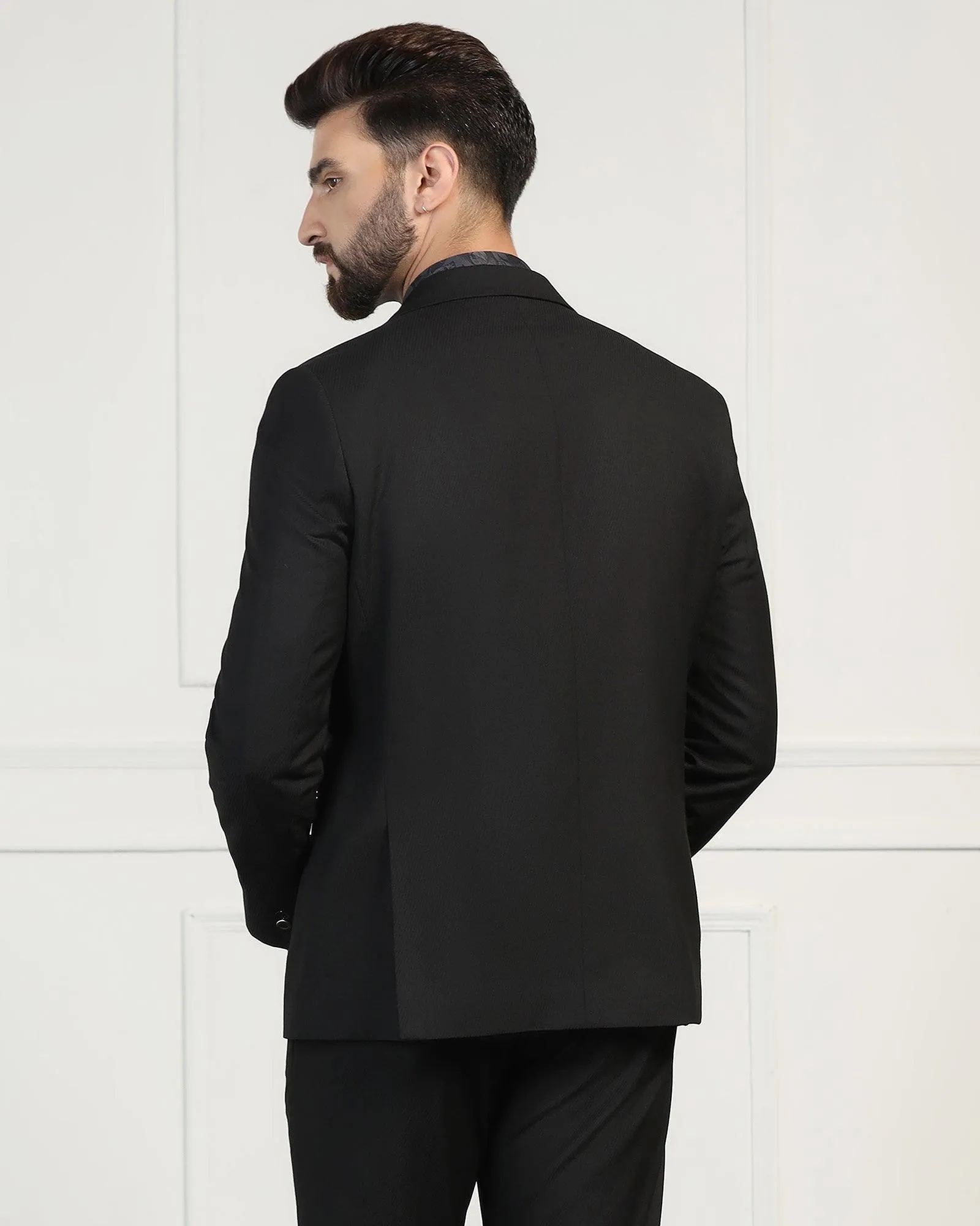 Two Piece Black Solid Formal Suit - Ethan