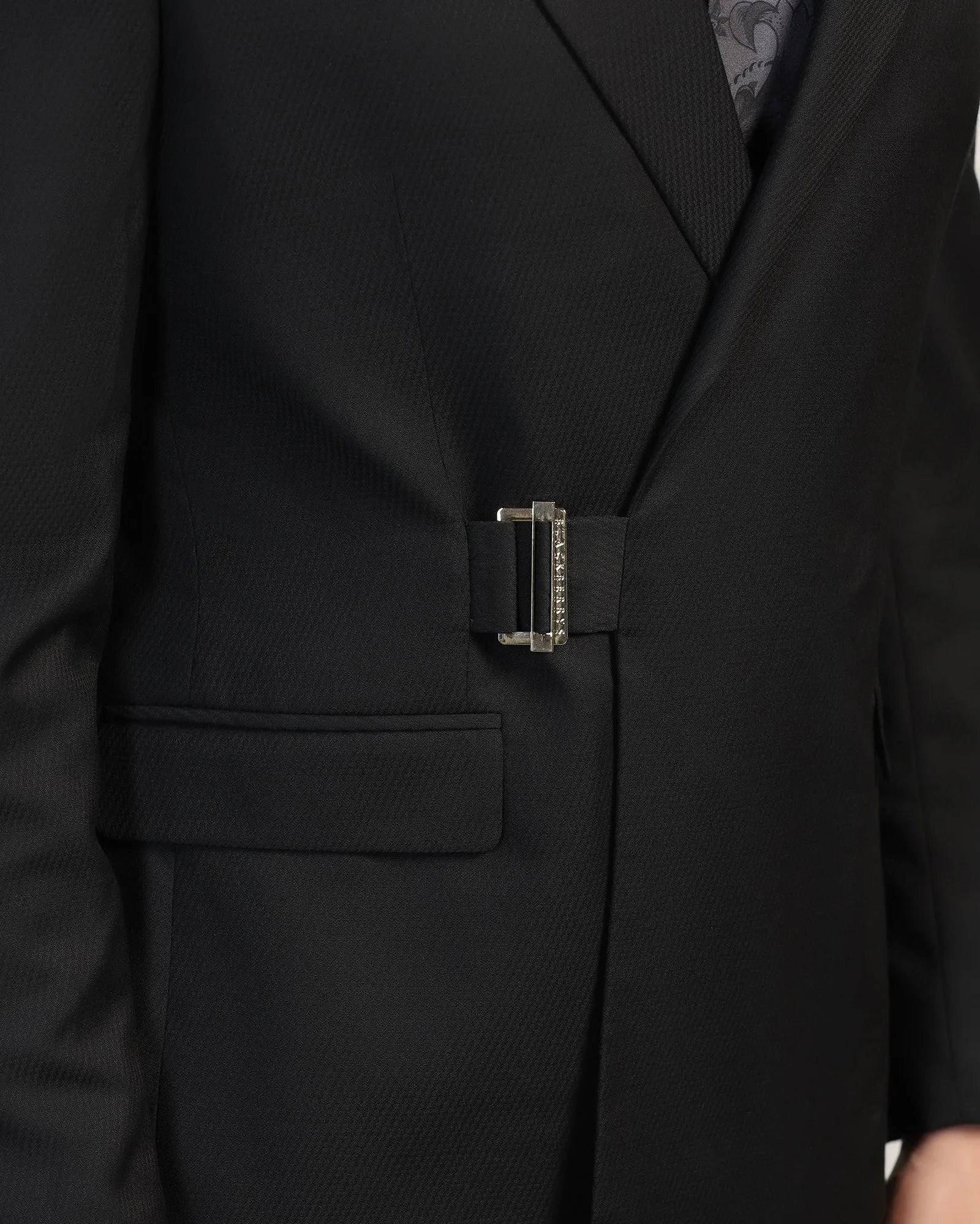 Two Piece Black Solid Formal Suit - Ethan