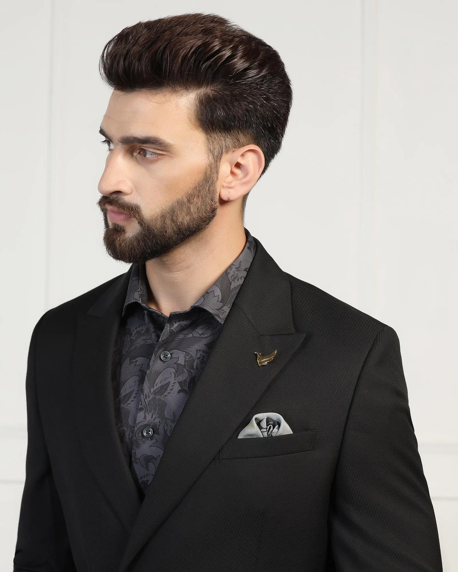 Two Piece Black Solid Formal Suit - Ethan