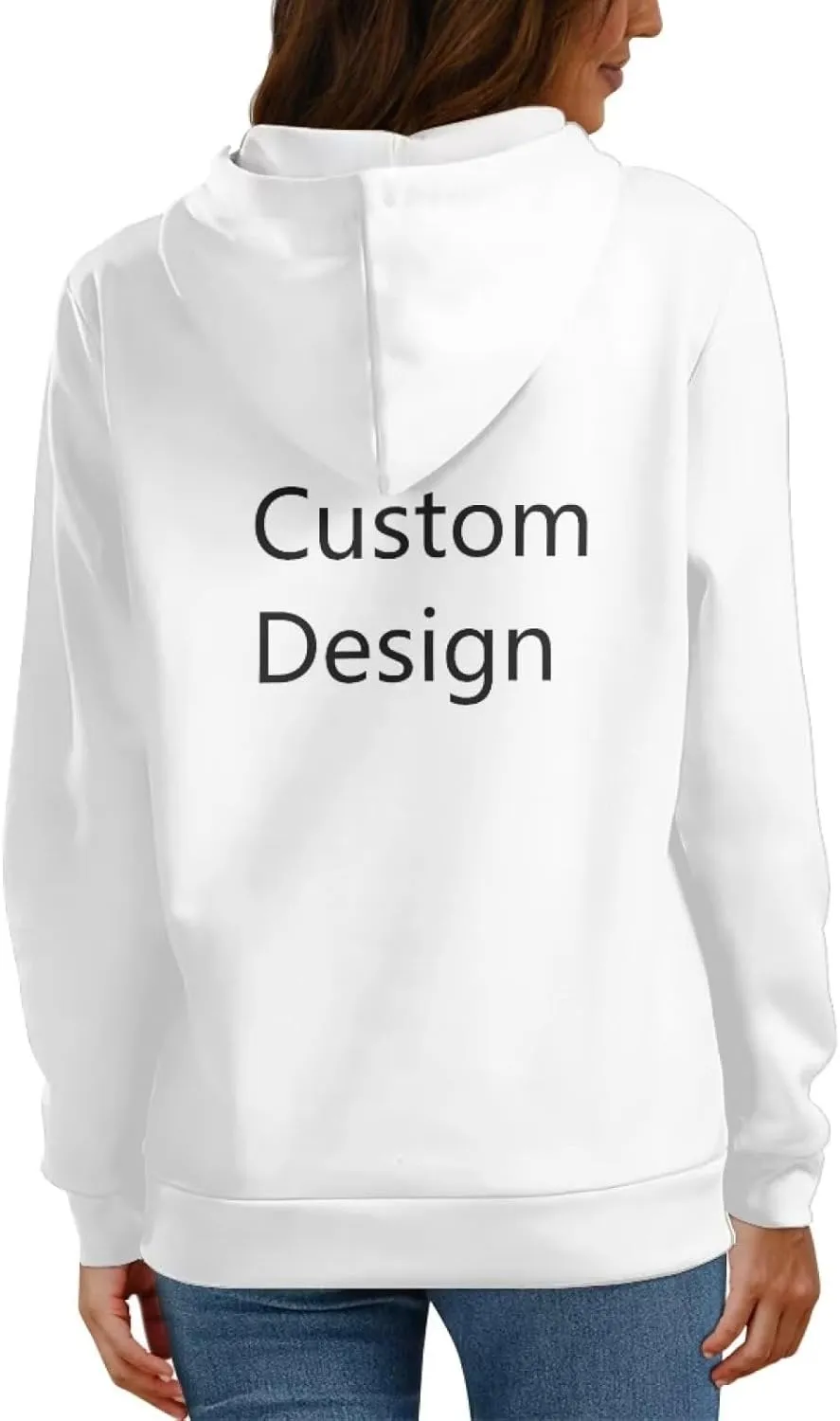 Uasibuni Fashion Letter Print Personalized Hoodie Drawstring Pullover Top Casual Loose Hooded Sweatshirt For Women