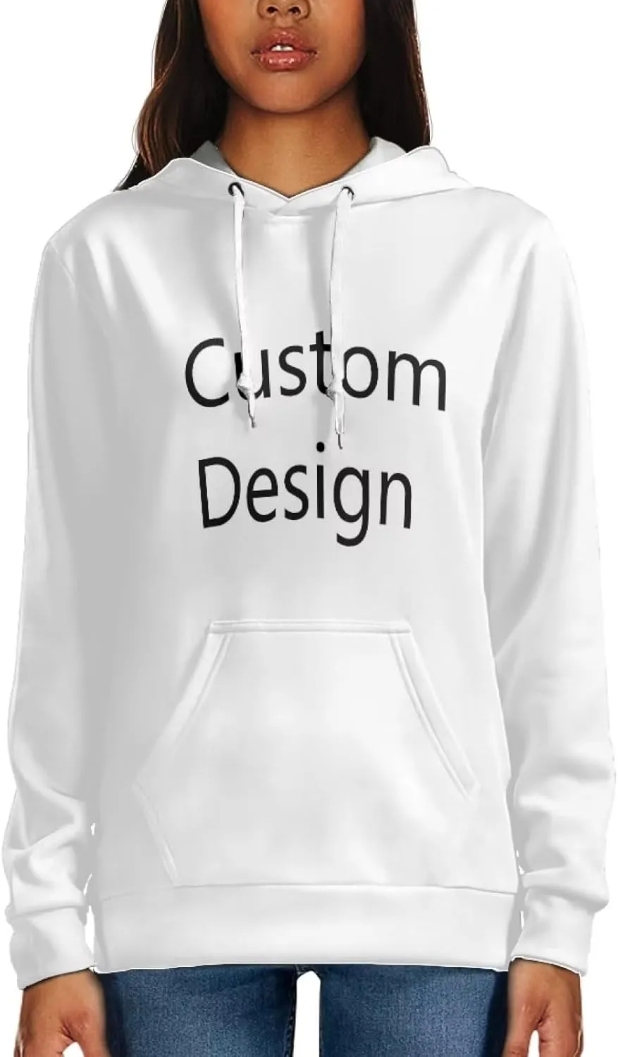 Uasibuni Fashion Letter Print Personalized Hoodie Drawstring Pullover Top Casual Loose Hooded Sweatshirt For Women