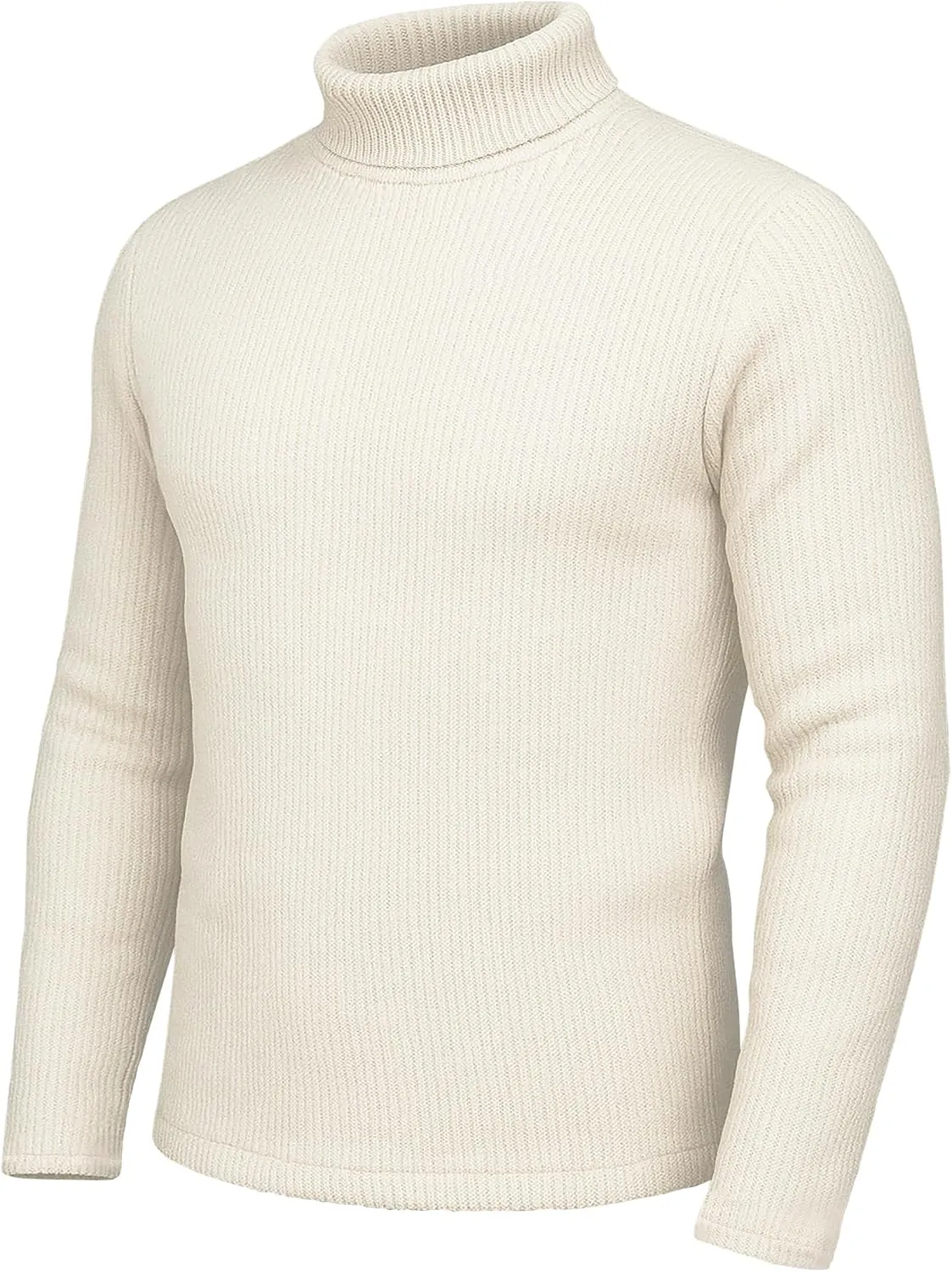 URBAN BUCK Turtleneck Men Shirt Long Sleeve Ribbed Knitted Casual TShirt Slim Fit Cotton Turtle Neck Pullover Sweater