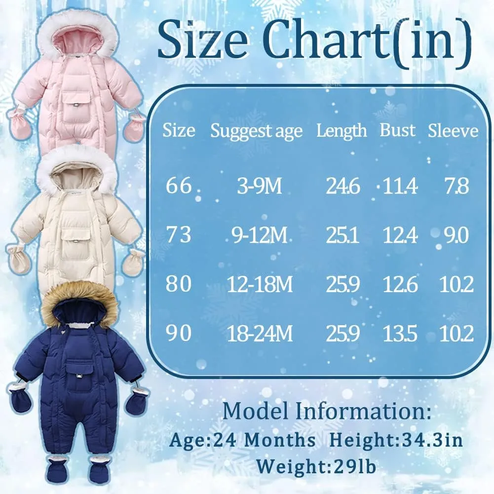 UVIPC Baby Toddler Winter Thick Coat Snowsuit Snow wear Romper Footie Outwear with Hooded
