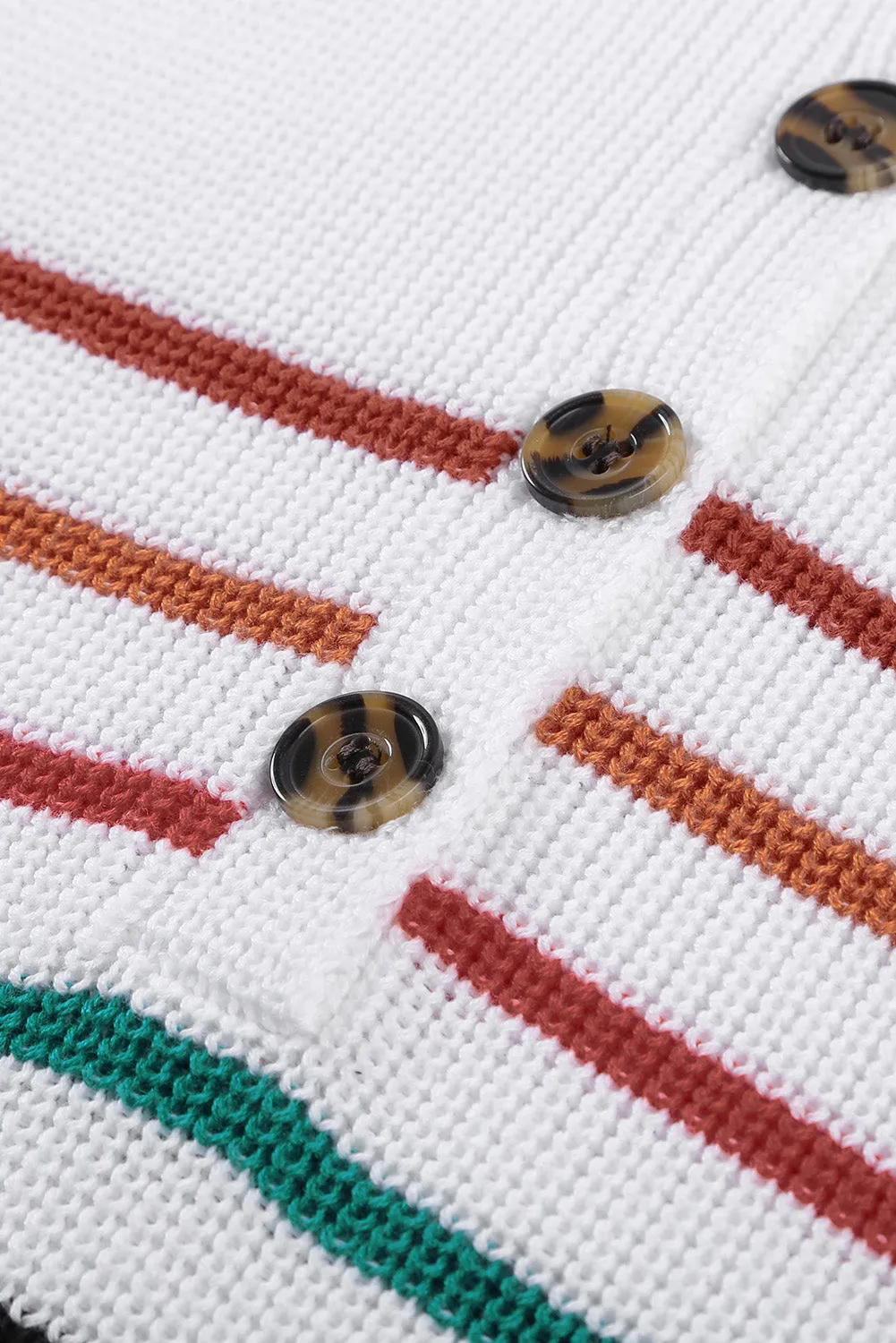 V Neck Striped Pattern Knit Tank