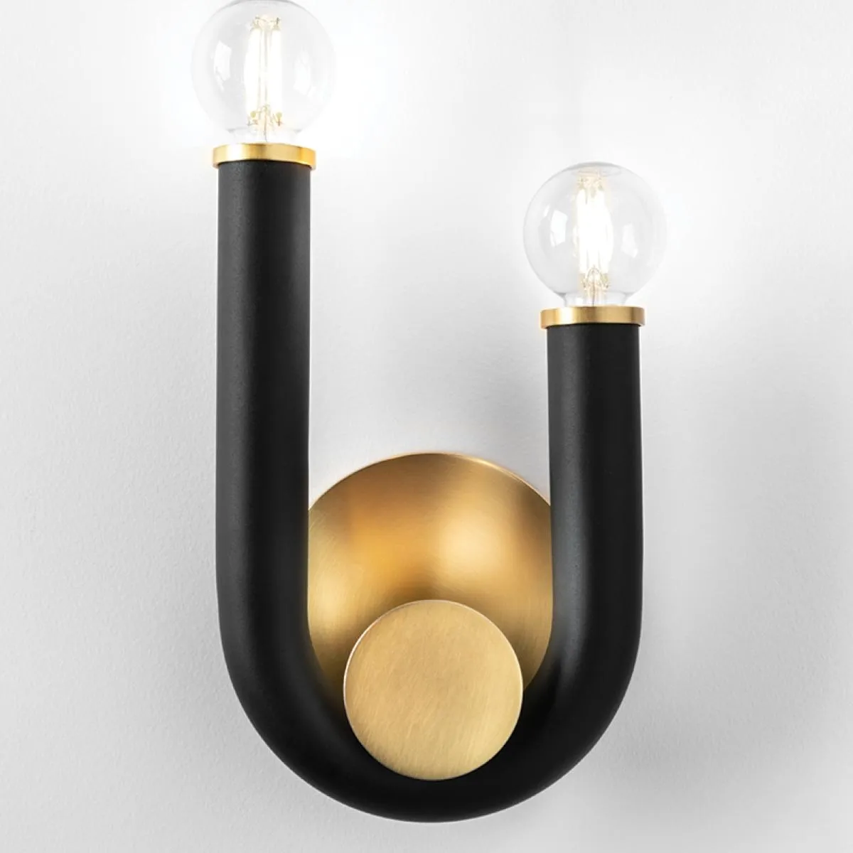 Whit 11 in. Wall Light Aged Brass & Black finish