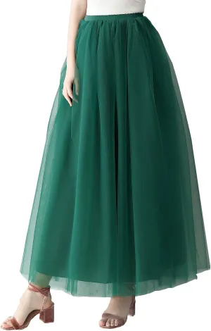Womens A line Maxi Princess Tulle Tutu Skirt for Prom Party