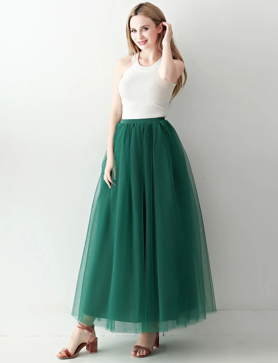 Womens A line Maxi Princess Tulle Tutu Skirt for Prom Party