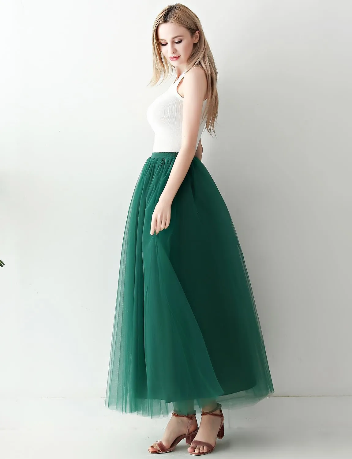 Womens A line Maxi Princess Tulle Tutu Skirt for Prom Party
