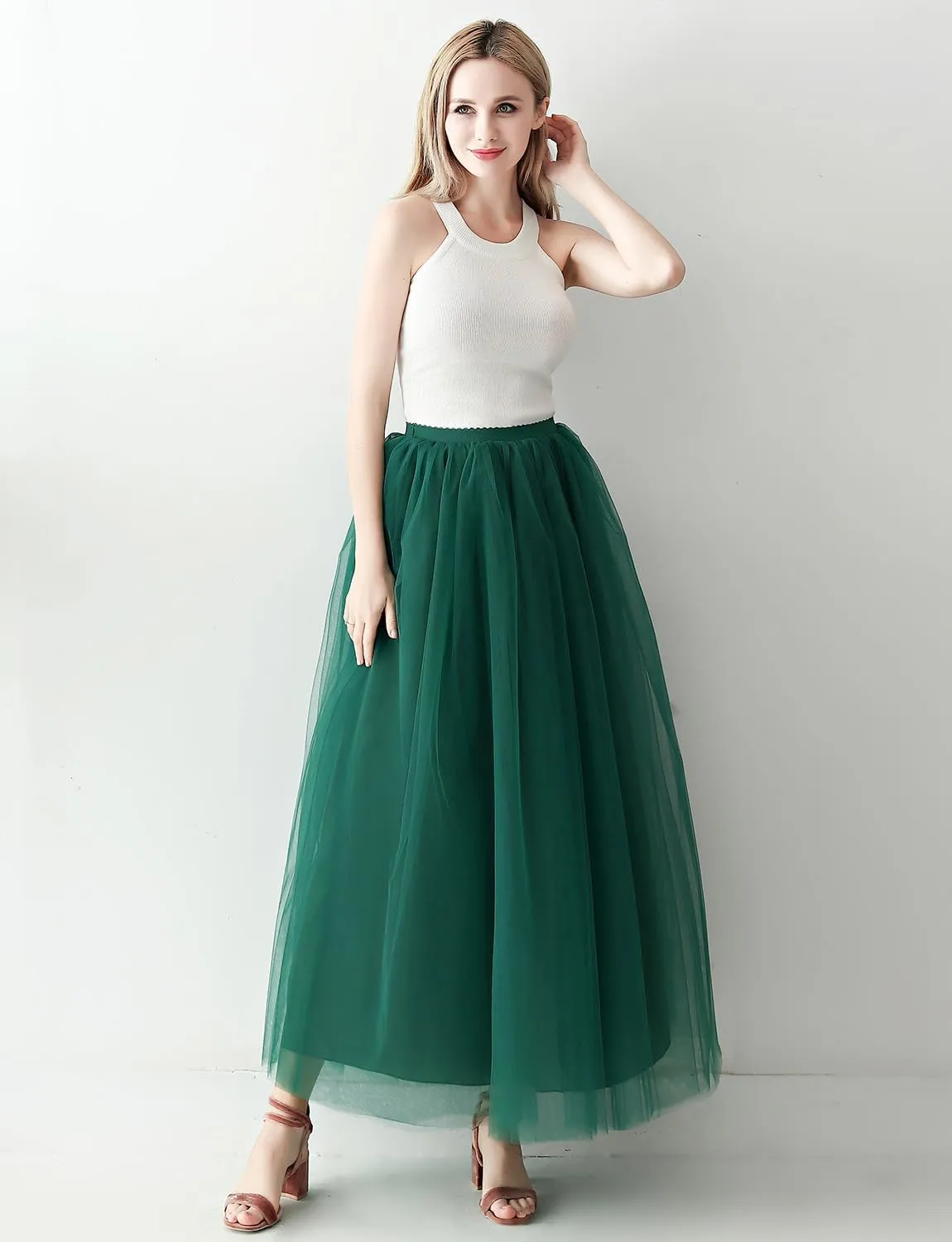 Womens A line Maxi Princess Tulle Tutu Skirt for Prom Party