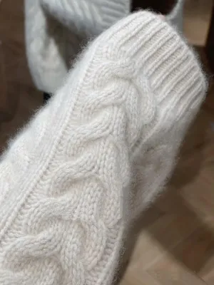 Women's Cable Knit Oversized Sweater, Beige, One Size