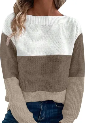 Women's Crewneck Long Sleeve Sweaters Winter New Thickened Korean Women's Solid Color Pullover Loose Long Sleeve