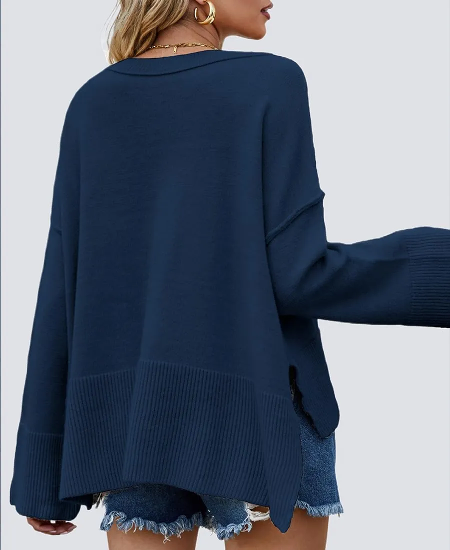Womens Sweaters Fall 2024 Oversized Lightweight Crewneck Bell-Style Sleeve Batwing Knit Tops Pullover Jumpers