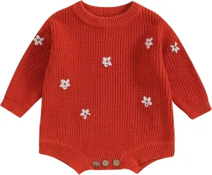 woshilaocai Baby Boy Girl Sweater Oversized Long Sleeve Romper Warm Crewneck Bodysuit Knitted Winter Clothes