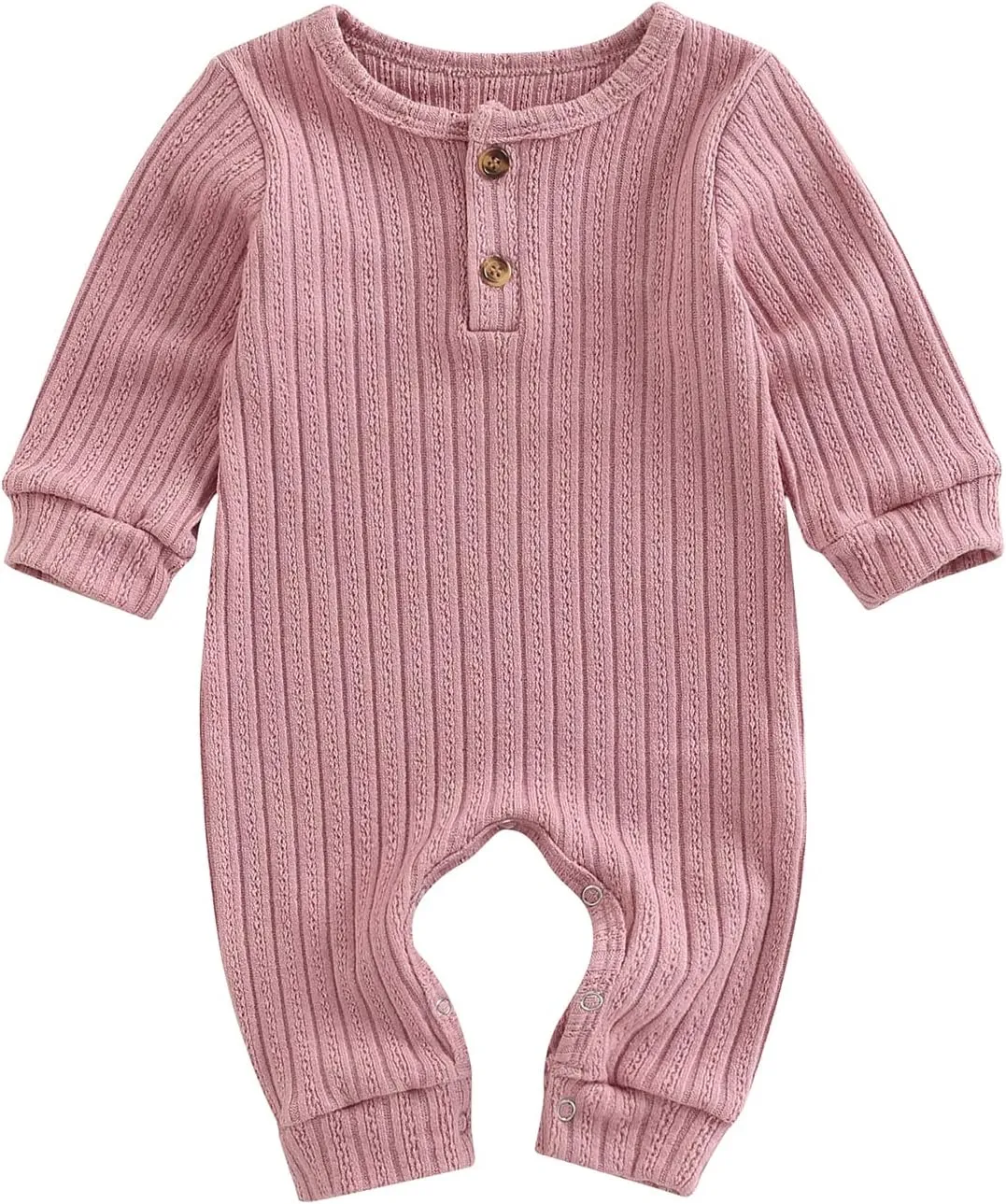 Ynibbim Winter Newborn Baby Boy Girl Solid Romper Unisex Infants Hooded Outfit Clothes Waffle Cotton Button Jumpsuits