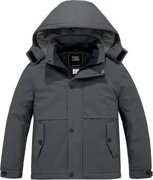ZSHOW Boys' Waterproof Ski Jacket Hooded Fleece Lined Raincoat Warm Winter Coat